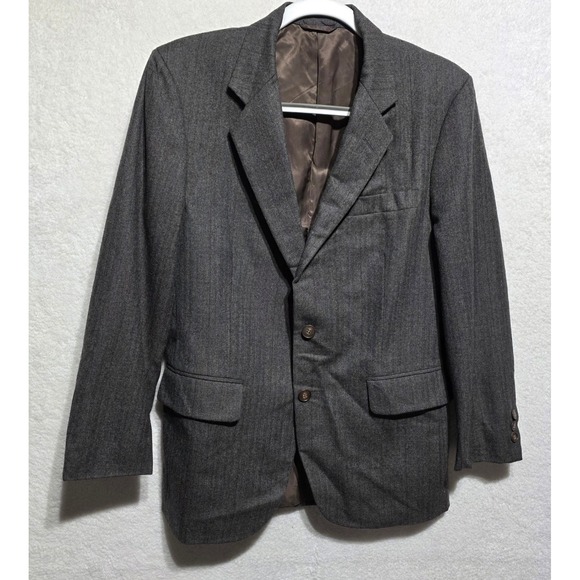 Other - Vintage SASSON Mens Gray Herringbone Blazer Jacket Size S 37 Wool Blend